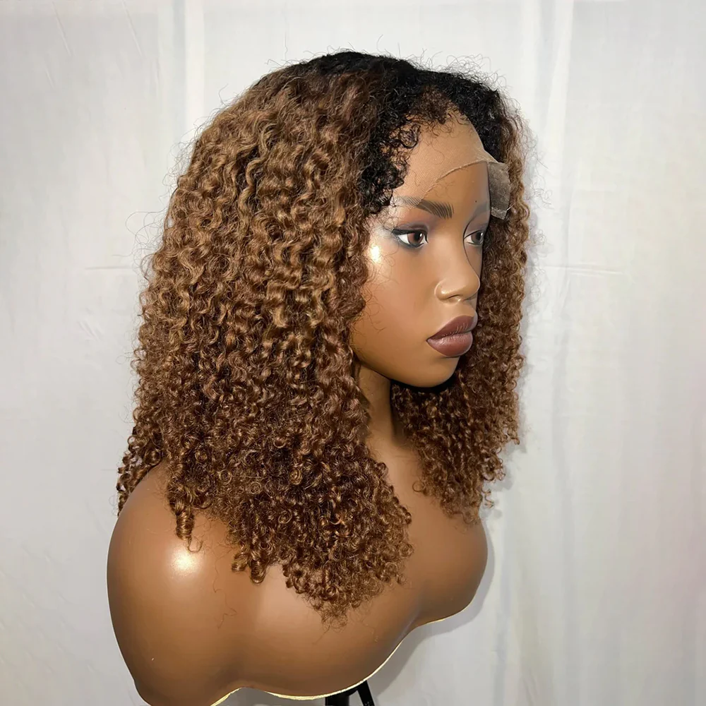 Ombre Brown Coily Curly Lace Front Wig | 250% Density 4C Edges Dark Roots Realistic - Image 6