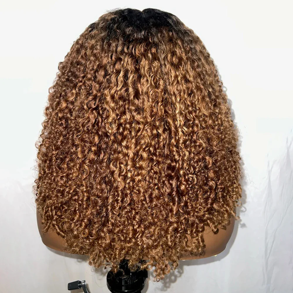 Ombre Brown Coily Curly Lace Front Wig | 250% Density 4C Edges Dark Roots Realistic - Image 7
