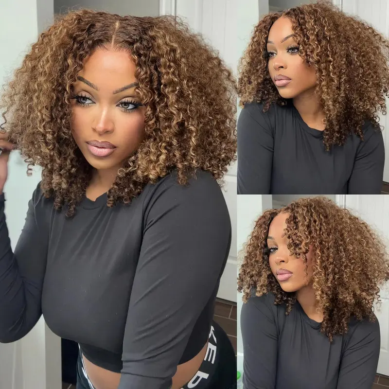 Glueless Blonde HighlightJerry Curl 13×6 Pre-everything Human Hair With Drawstring Wigs 250% Density - Image 4