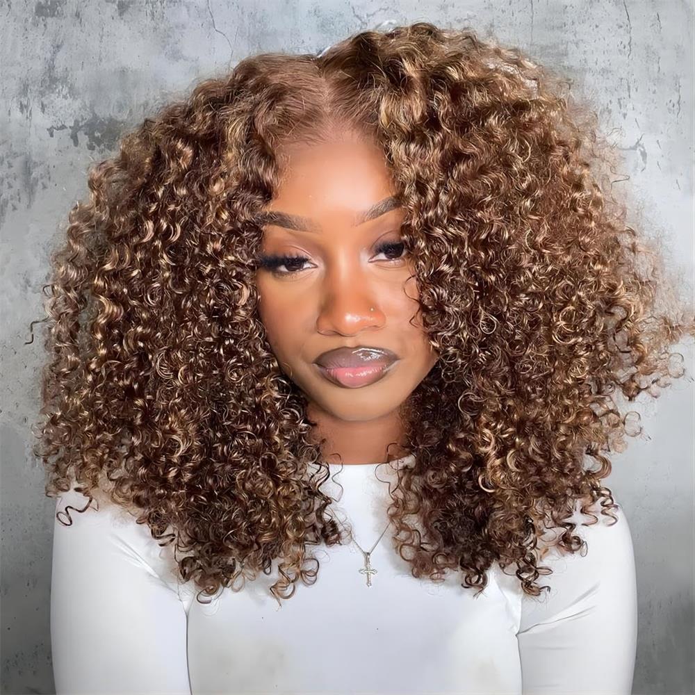 Glueless Blonde HighlightJerry Curl 13×6 Pre-everything Human Hair With Drawstring Wigs 250% Density - Image 6