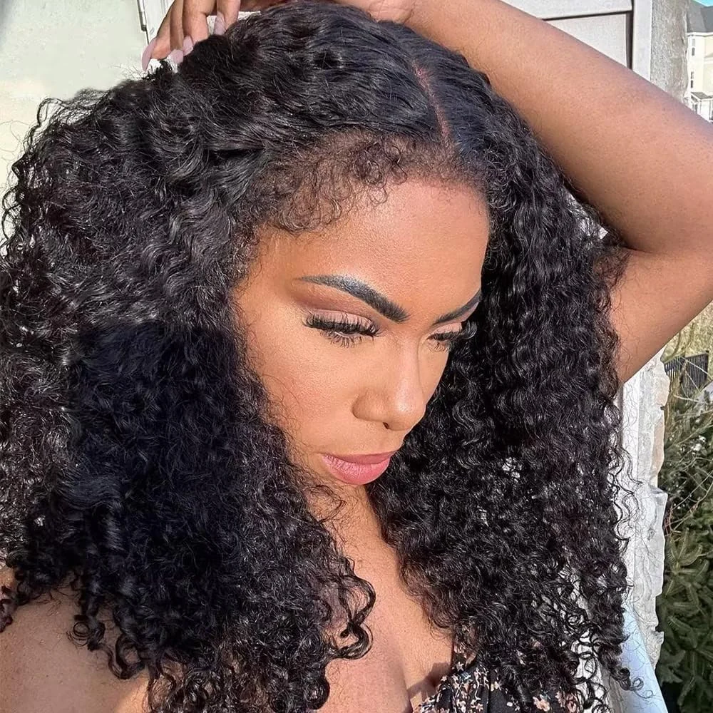 4C Kinky Edges  360 HD Lace Front Wigs Jerry  Curly Wig Pre-Bleached Knots Human Hair Wigs - Image 3