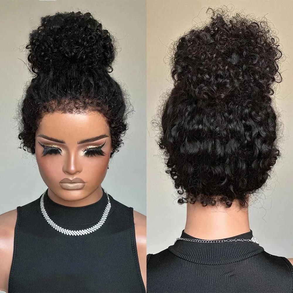 4C Kinky Edges  360 HD Lace Front Wigs Jerry  Curly Wig Pre-Bleached Knots Human Hair Wigs - Image 4