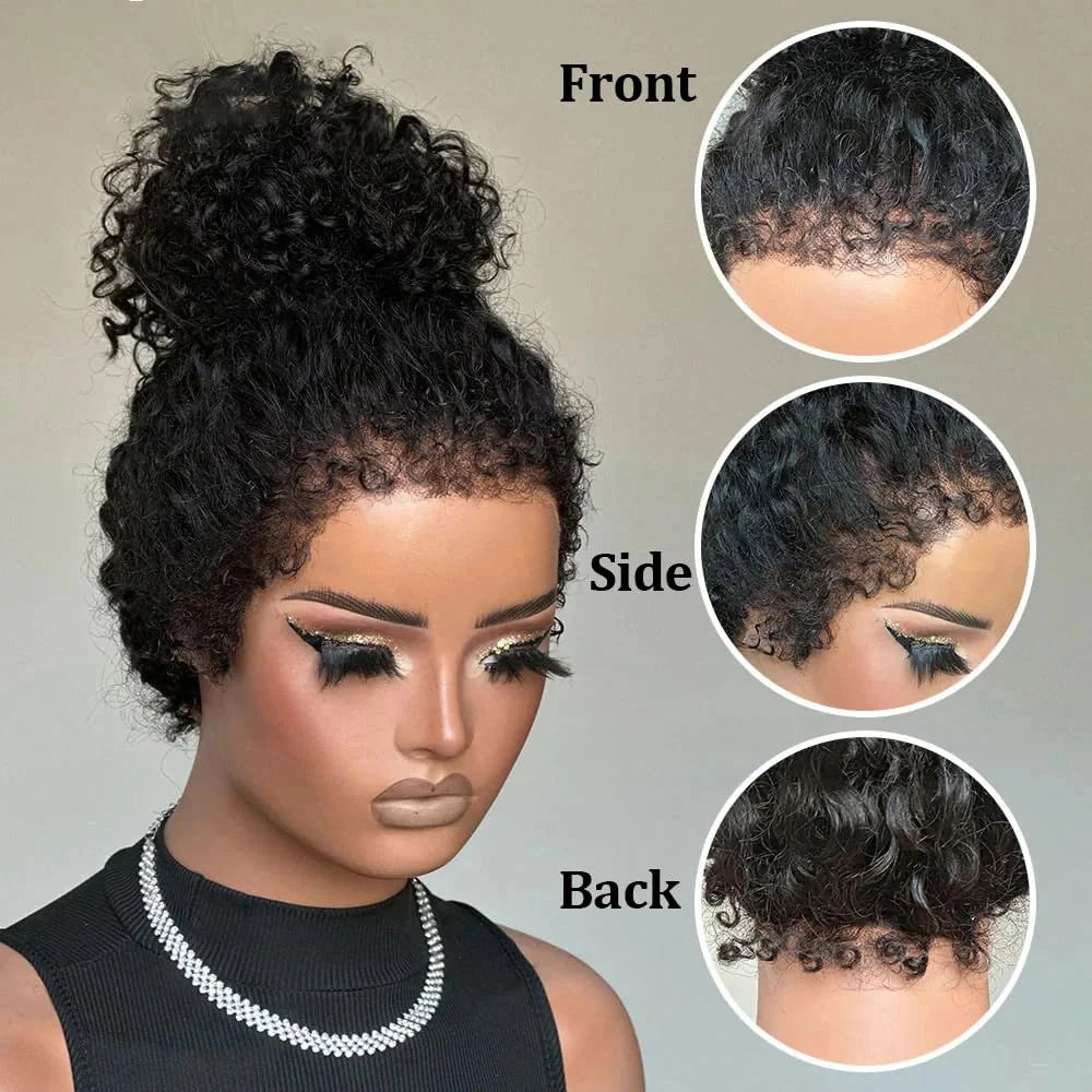 4C Kinky Edges  360 HD Lace Front Wigs Jerry  Curly Wig Pre-Bleached Knots Human Hair Wigs - Image 5