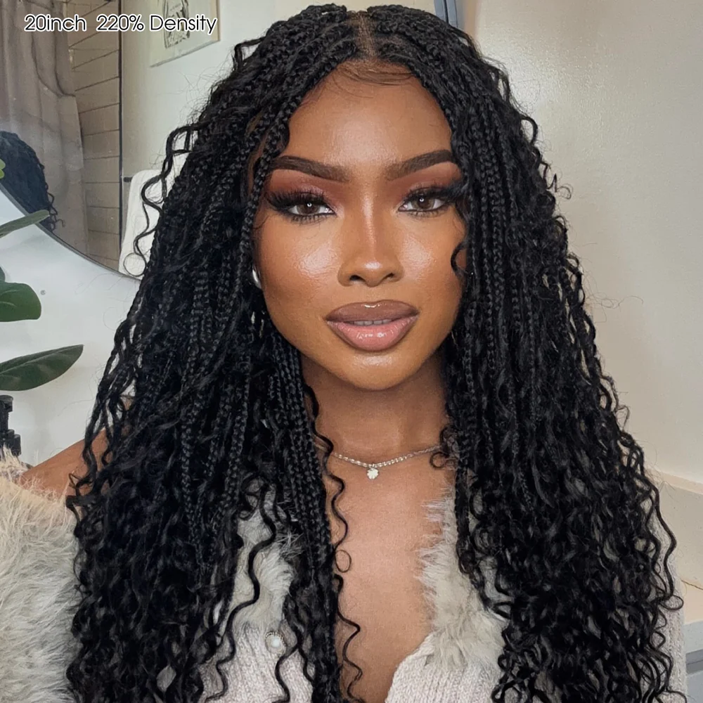 Glueless Knotless Braided Wigs Water Wave 13x6 HD Lace Frontal Glueless Human Hair Wig - Image 13