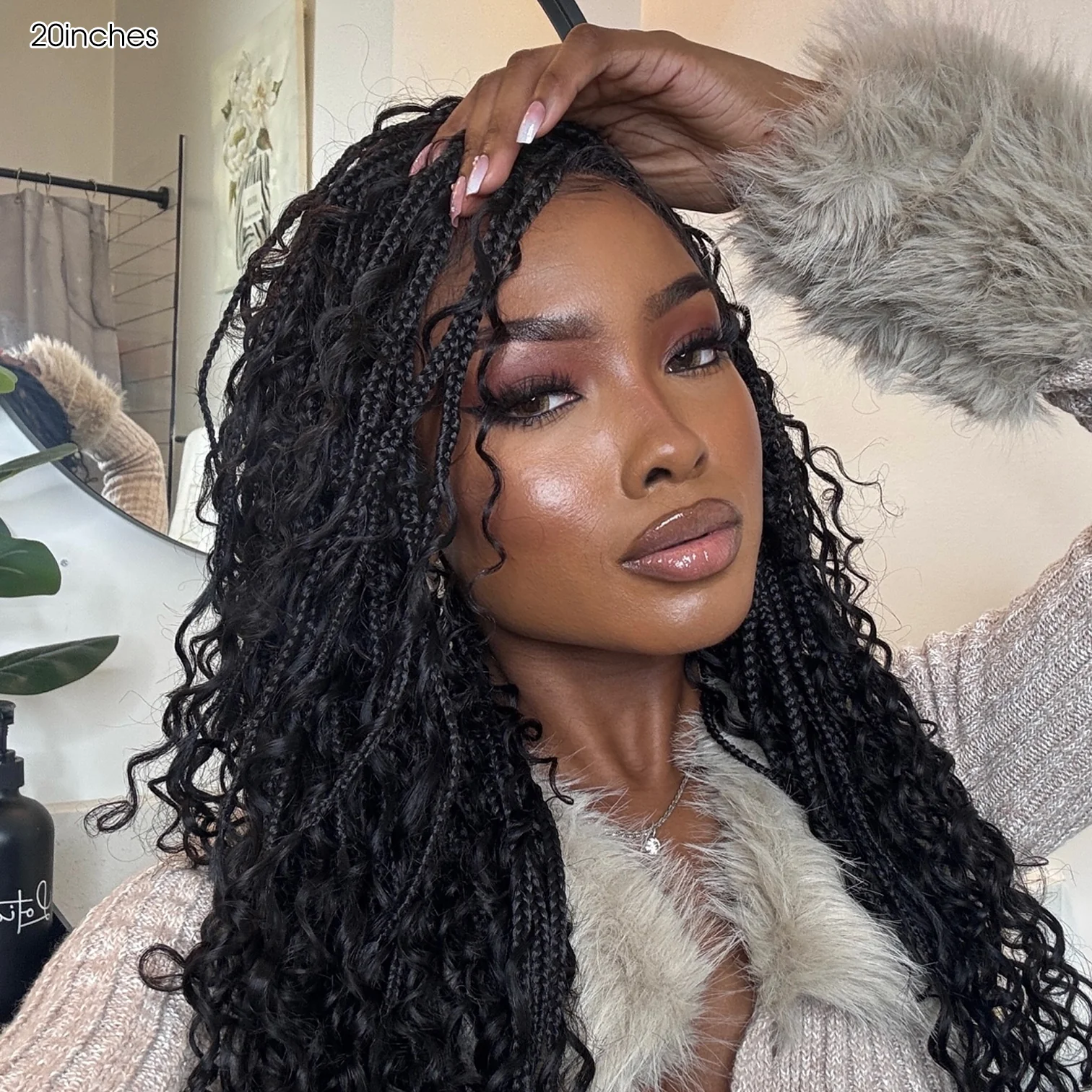 Glueless Knotless Braided Wigs Water Wave 13x6 HD Lace Frontal Glueless Human Hair Wig - Image 14
