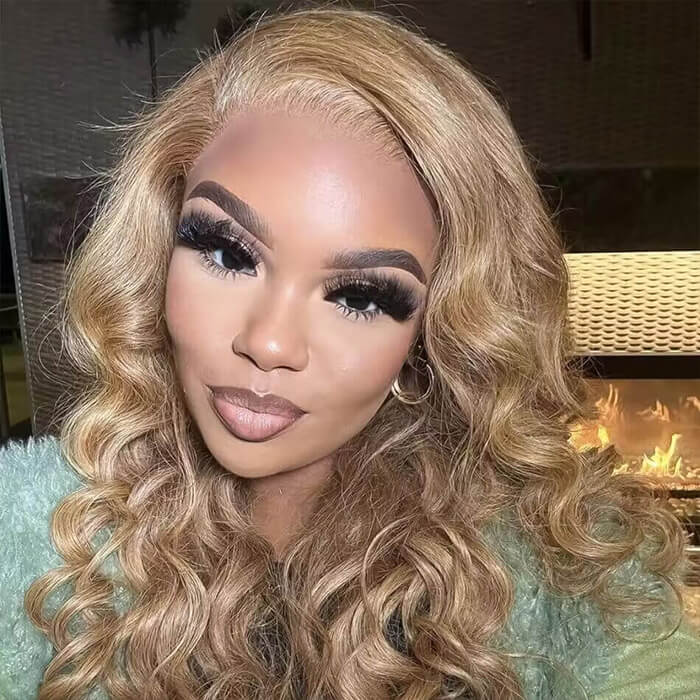 Pure Color #27 Loose Deep Wave Honey Blonde Lace Front Wig 8x5/13×6 Pre-everything Human Hair Wigs - Image 4