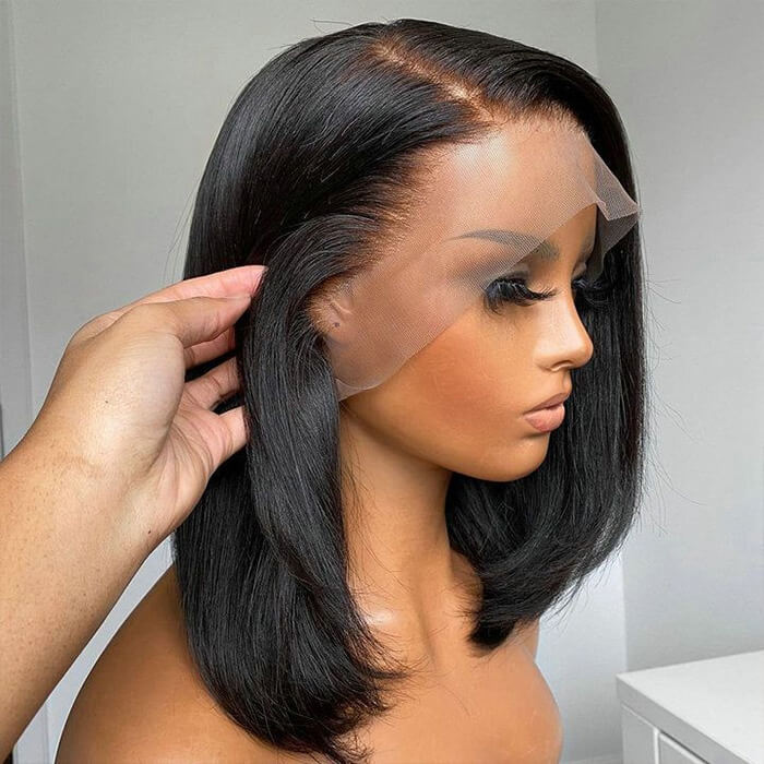 Glueless Straight Short Bob Wig Human Hair 13x6 HD Lace Front Wigs 220% Density - Image 4
