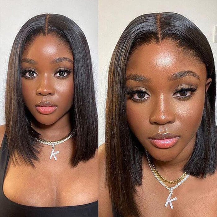 Glueless Straight Short Bob Wig Human Hair 13x6 HD Lace Front Wigs 220% Density - Image 5