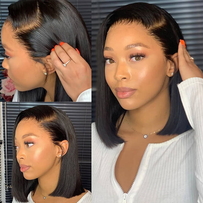 Glueless Straight Short Bob Wig Human Hair 13x6 HD Lace Front Wigs 220% Density - Image 6