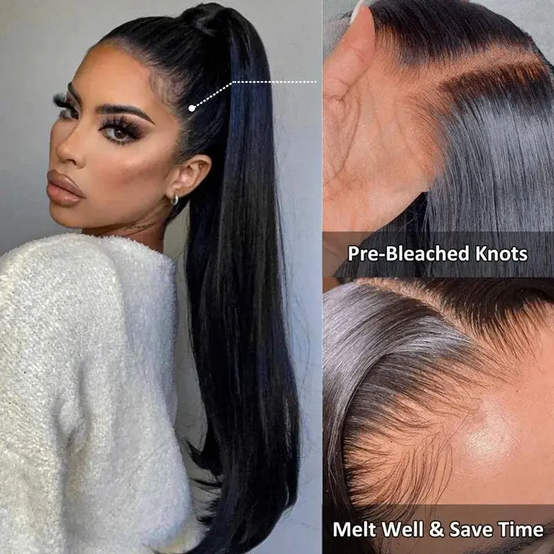 360 HD Lace Frontal Straight Human Hair Wig with Bleached Knots & Invisi Strap Snug Fit - Image 4