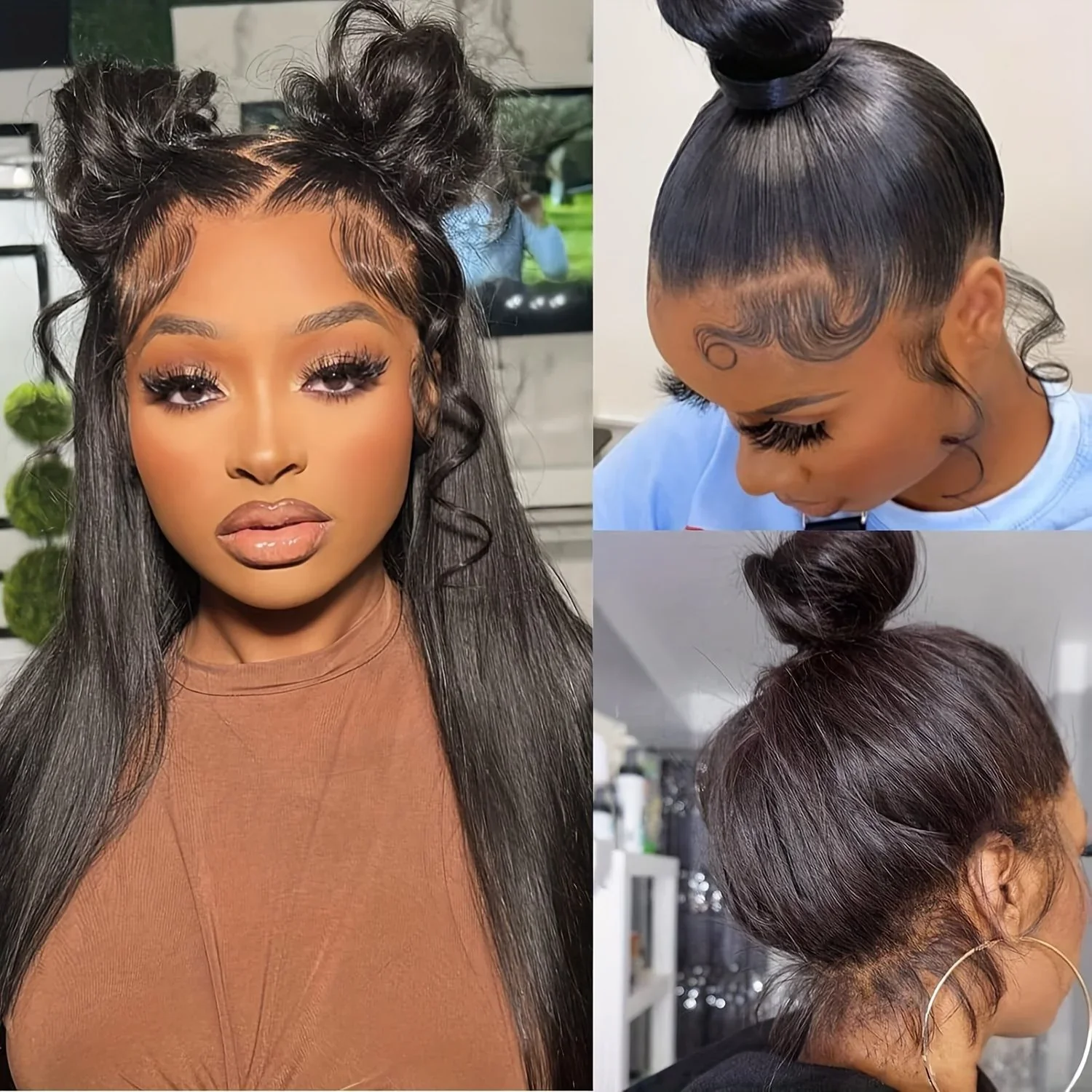 360 HD Lace Frontal Straight Human Hair Wig with Bleached Knots & Invisi Strap Snug Fit - Image 6