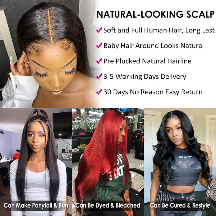 5x5 HD Invisible Lace Closure Wigs Straight Hair Glueless Human Hair Wigs - Image 7
