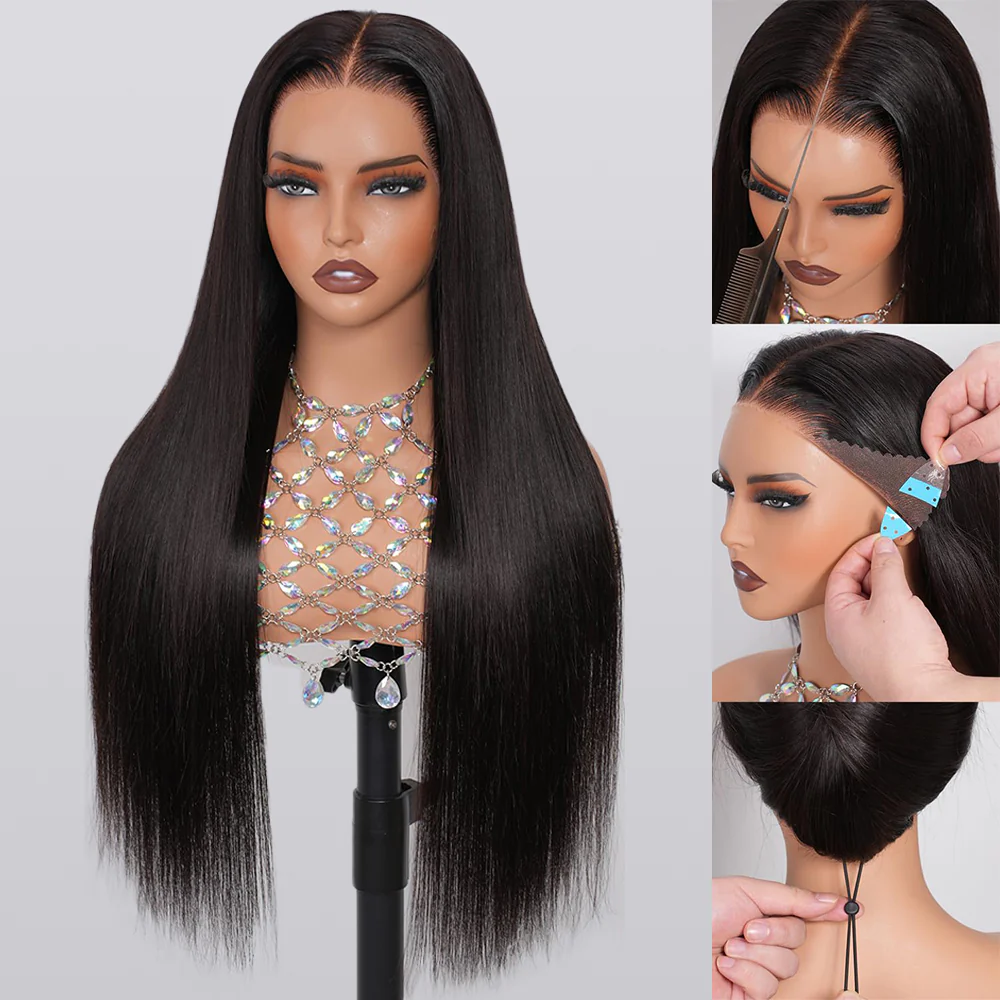 13X6 Pull Go Wig Straight Hair Transparent Lace Glueless Wigs Human Hair 180% 250% Density Flash Sale - Image 3