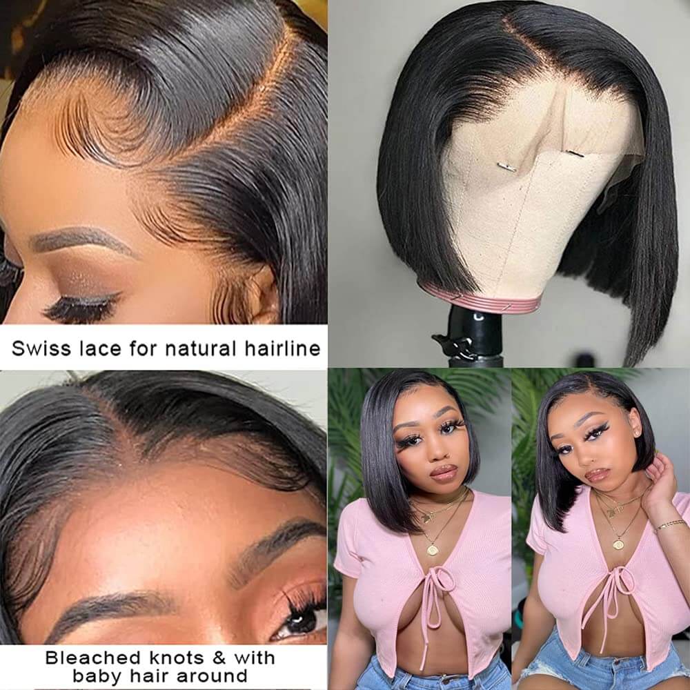 Double Drawn Bone Straight Bob Wig 13x4/13x6 HD Lace Raw Human Hair Wig - Image 3