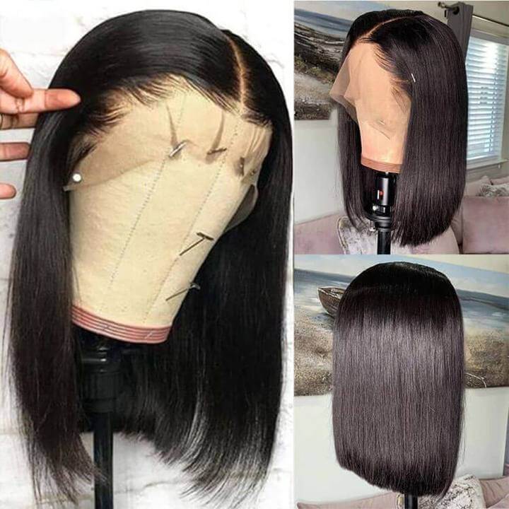 Double Drawn Bone Straight Bob Wig 13x4/13x6 HD Lace Raw Human Hair Wig - Image 4