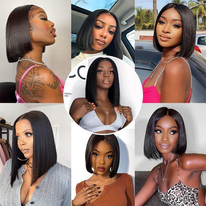 Double Drawn Bone Straight Bob Wig 13x4/13x6 HD Lace Raw Human Hair Wig - Image 8