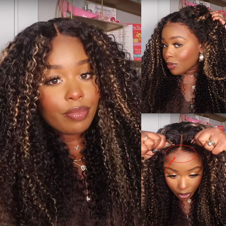 HD Transparent 13x4 5x5 Blonde Highlight Lace Frontal Wig Curly Human Hair Wigs - Image 3