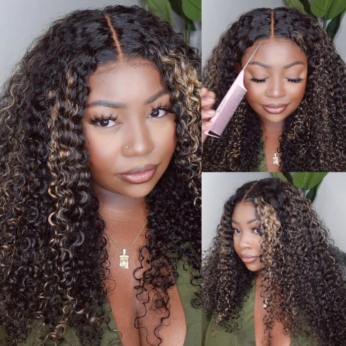 HD Transparent 13x4 5x5 Blonde Highlight Lace Frontal Wig Curly Human Hair Wigs - Image 5