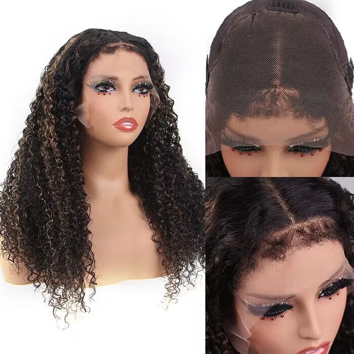 HD Transparent 13x4 5x5 Blonde Highlight Lace Frontal Wig Curly Human Hair Wigs - Image 8