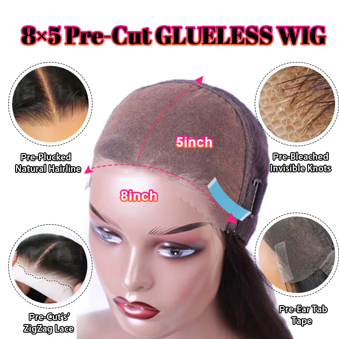 Pre Cut 13x4 Frontal Wigs Human Hair Pre Plucked Deep Wave  Natural Black Pre Everything Wig - Image 11